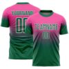 Custom Pink Kelly Green-White Fade Fashion Sublimation Soccer Uniform Jersey