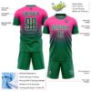 Custom Pink Kelly Green-White Fade Fashion Sublimation Soccer Uniform Jersey
