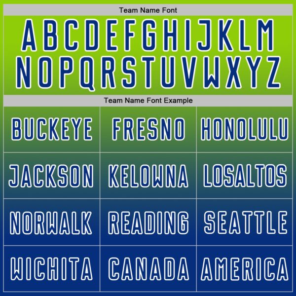 Custom Neon Green Royal-White Fade Fashion Sublimation Soccer Uniform Jersey