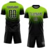 Custom Neon Green Black-White Fade Fashion Sublimation Soccer Uniform Jersey