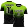 Custom Neon Green Black-White Fade Fashion Sublimation Soccer Uniform Jersey