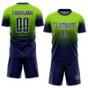 Custom Neon Green Navy-White Fade Fashion Sublimation Soccer Uniform Jersey