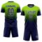 Custom Neon Green Navy-White Fade Fashion Sublimation Soccer Uniform Jersey