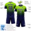 Custom Neon Green Navy-White Fade Fashion Sublimation Soccer Uniform Jersey