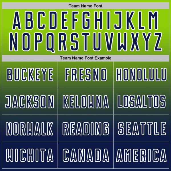 Custom Neon Green Navy-White Fade Fashion Sublimation Soccer Uniform Jersey