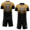 Custom Old Gold Black-White Fade Fashion Sublimation Soccer Uniform Jersey