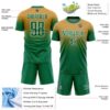 Custom Old Gold Kelly Green-White Fade Fashion Sublimation Soccer Uniform Jersey