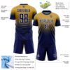 Custom Old Gold Navy-White Fade Fashion Sublimation Soccer Uniform Jersey