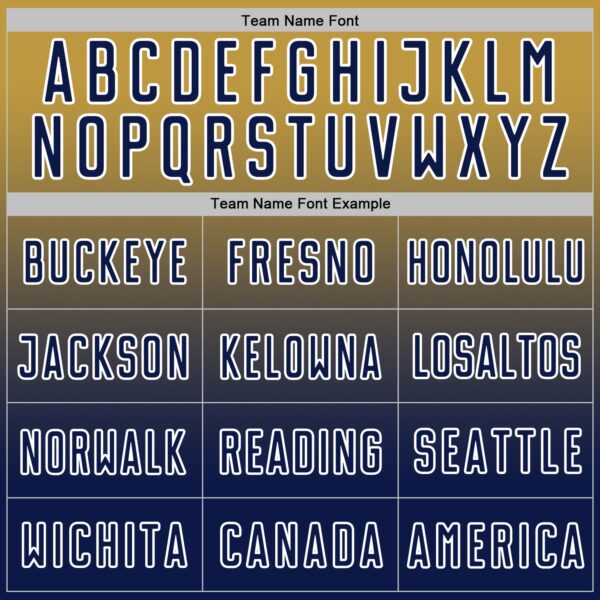 Custom Old Gold Navy-White Fade Fashion Sublimation Soccer Uniform Jersey