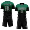 Custom Kelly Green Black-White Fade Fashion Sublimation Soccer Uniform Jersey