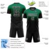 Custom Kelly Green Black-White Fade Fashion Sublimation Soccer Uniform Jersey