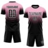 Custom Light Pink Black-White Fade Fashion Sublimation Soccer Uniform Jersey