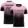 Custom Light Pink Black-White Fade Fashion Sublimation Soccer Uniform Jersey