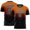 Custom Bay Orange Black-White Fade Fashion Sublimation Soccer Uniform Jersey