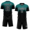 Custom Teal Black-White Fade Fashion Sublimation Soccer Uniform Jersey