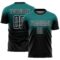 Custom Teal Black-White Fade Fashion Sublimation Soccer Uniform Jersey