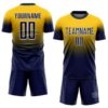 Custom Yellow Navy-White Fade Fashion Sublimation Soccer Uniform Jersey
