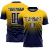Custom Yellow Navy-White Fade Fashion Sublimation Soccer Uniform Jersey
