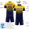Custom Yellow Navy-White Fade Fashion Sublimation Soccer Uniform Jersey