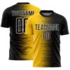 Custom Black White-Gold Gradient Line Sublimation Soccer Uniform Jersey