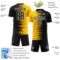 Custom Black White-Gold Gradient Line Sublimation Soccer Uniform Jersey