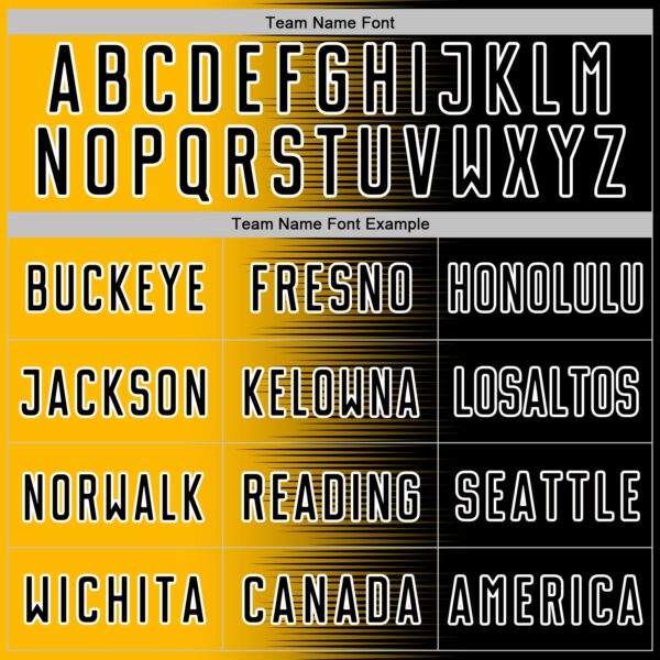 Custom Black White-Gold Gradient Line Sublimation Soccer Uniform Jersey