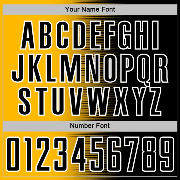 Custom Black White-Gold Gradient Line Sublimation Soccer Uniform Jersey