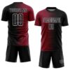 Custom Black White-Crimson Gradient Line Sublimation Soccer Uniform Jersey