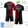 Custom Black White-Crimson Gradient Line Sublimation Soccer Uniform Jersey
