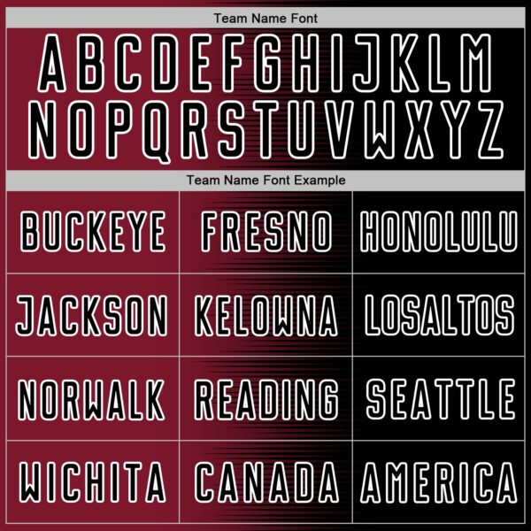 Custom Black White-Crimson Gradient Line Sublimation Soccer Uniform Jersey