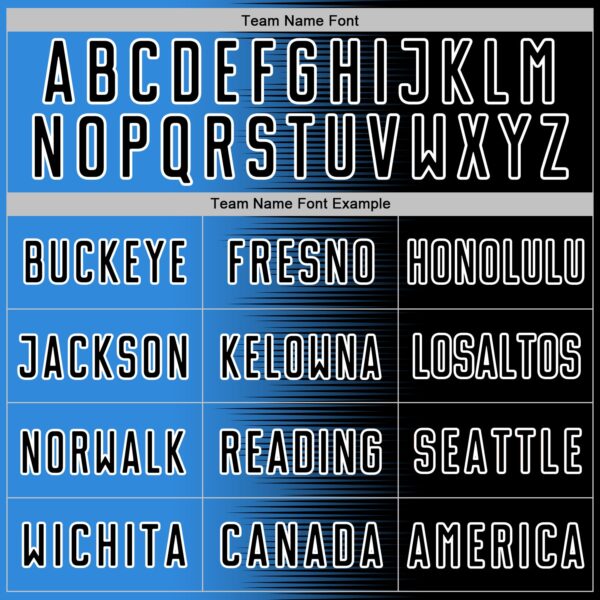 Custom Black White-Powder Blue Gradient Line Sublimation Soccer Uniform Jersey