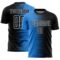 Custom Black White-Powder Blue Gradient Line Sublimation Soccer Uniform Jersey