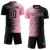 Custom Black Light Pink Gradient Line Sublimation Soccer Uniform Jersey