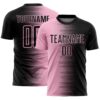 Custom Black Light Pink Gradient Line Sublimation Soccer Uniform Jersey
