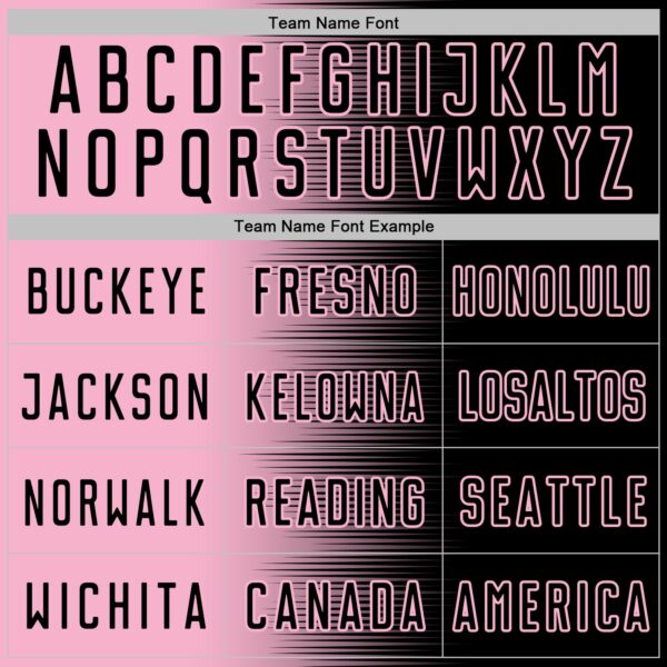 Custom Black Light Pink Gradient Line Sublimation Soccer Uniform Jersey