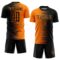 Custom Black Bay Orange Gradient Line Sublimation Soccer Uniform Jersey