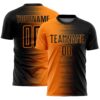 Custom Black Bay Orange Gradient Line Sublimation Soccer Uniform Jersey