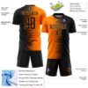 Custom Black Bay Orange Gradient Line Sublimation Soccer Uniform Jersey