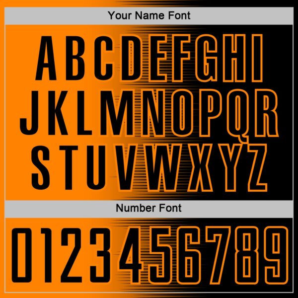 Custom Black Bay Orange Gradient Line Sublimation Soccer Uniform Jersey