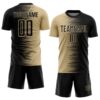 Custom Black Vegas Gold Gradient Line Sublimation Soccer Uniform Jersey