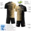 Custom Black Vegas Gold Gradient Line Sublimation Soccer Uniform Jersey