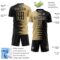 Custom Black Vegas Gold Gradient Line Sublimation Soccer Uniform Jersey