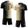 Custom Black Cream Gradient Line Sublimation Soccer Uniform Jersey
