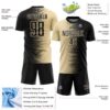 Custom Black Cream Gradient Line Sublimation Soccer Uniform Jersey
