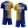 Custom Royal Old Gold-White Gradient Line Sublimation Soccer Uniform Jersey