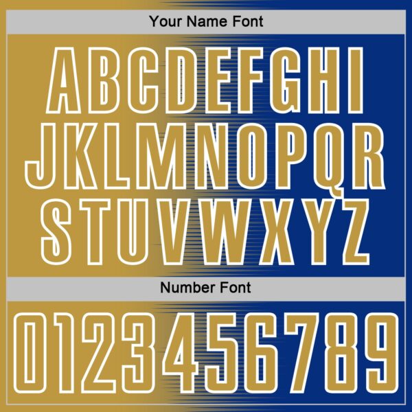 Custom Royal Old Gold-White Gradient Line Sublimation Soccer Uniform Jersey