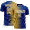 Custom Royal Old Gold-White Gradient Line Sublimation Soccer Uniform Jersey