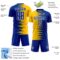 Custom Royal White-Yellow Gradient Line Sublimation Soccer Uniform Jersey