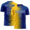 Custom Royal White-Yellow Gradient Line Sublimation Soccer Uniform Jersey