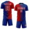Custom Royal Red-White Gradient Line Sublimation Soccer Uniform Jersey